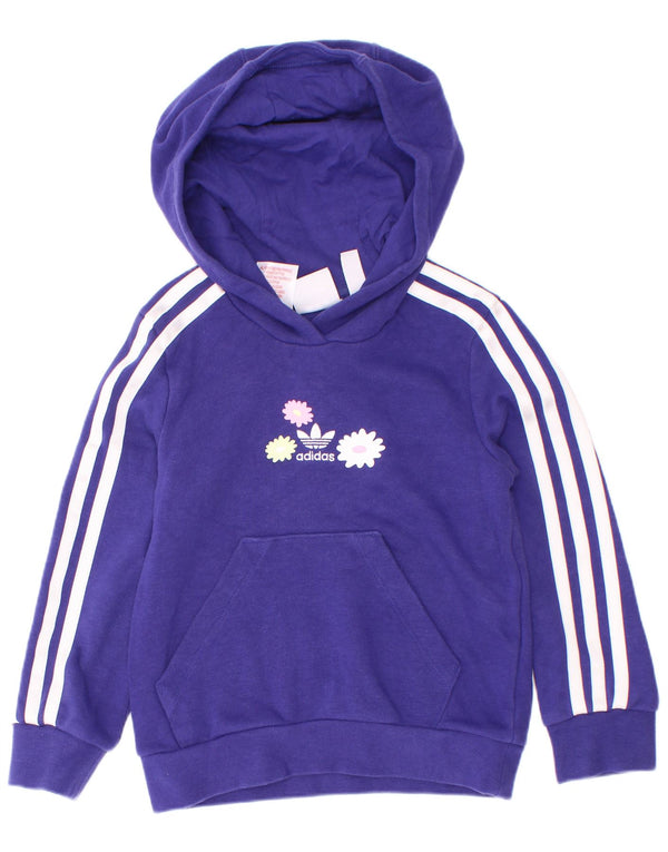 Adidas Dziewczęca Graficzna Bluza Z Kapturem 5-6 Lat Fioletowa Kwiatowa Bawełna