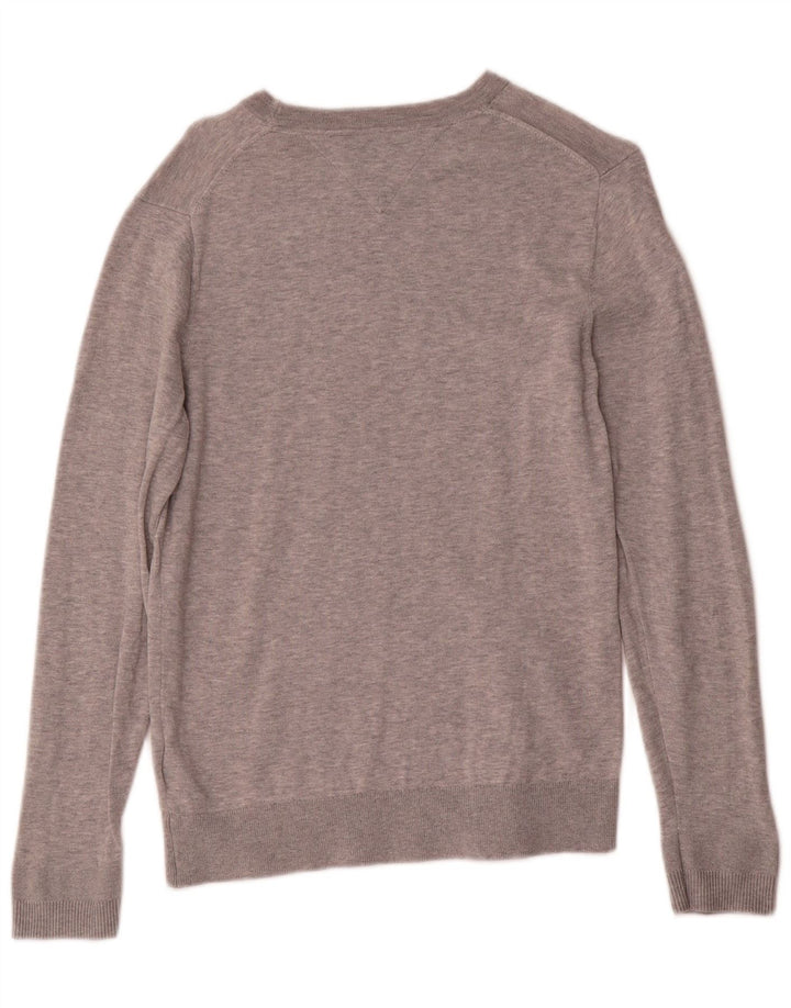Męski sweter z dekoltem w łódkę Tommy Hilfiger, mały, szary, bawełniany