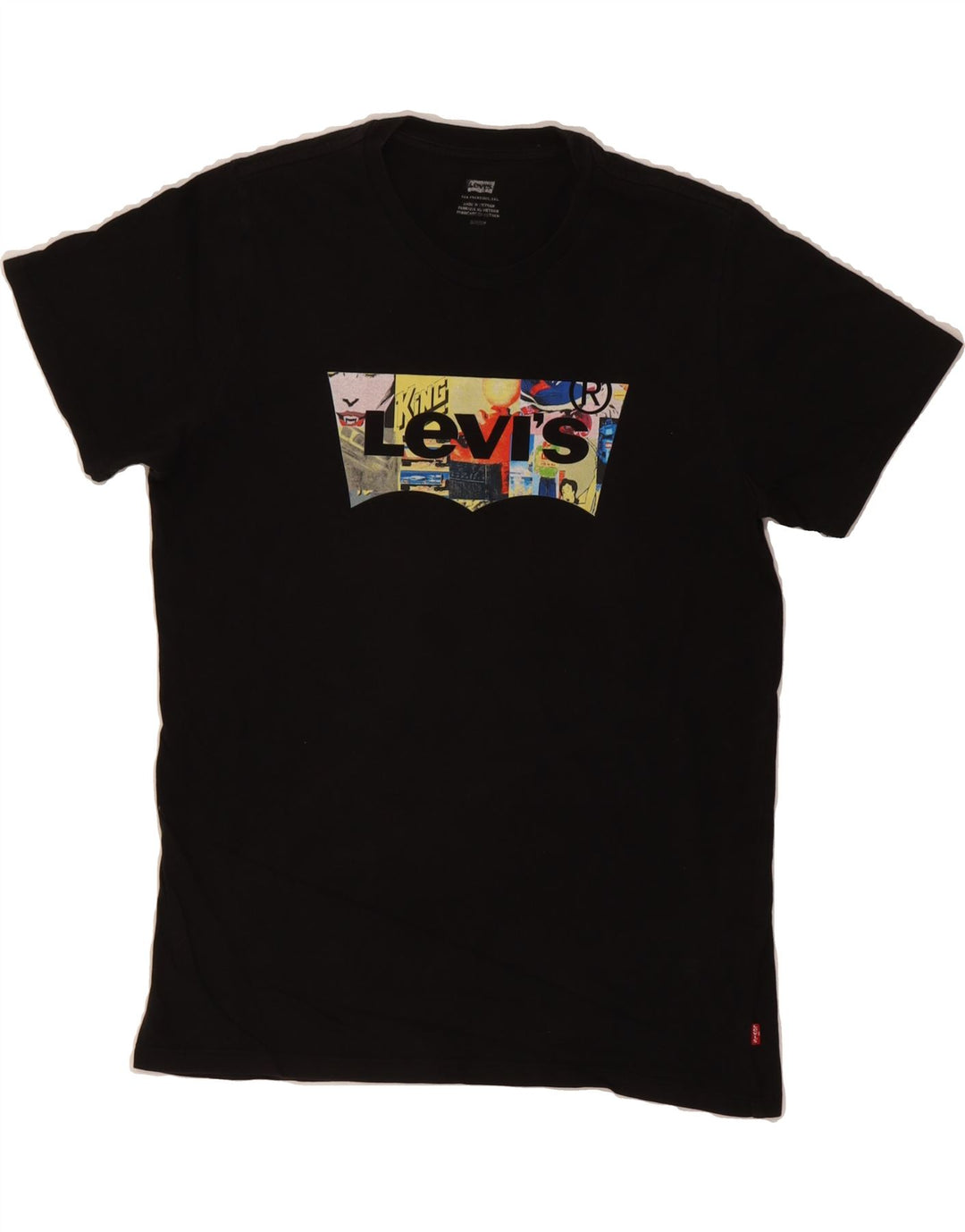 LEVI'S Mens Graphic T-Shirt Top Small Black Cotton Vintage Levi's and Second-Hand Levi's from Messina Hembry 