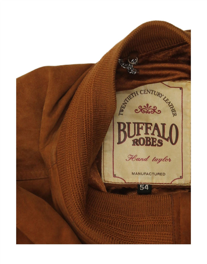 Vintage męska zamszowa kurtka bomber IT 54 2XL brązowa skóra