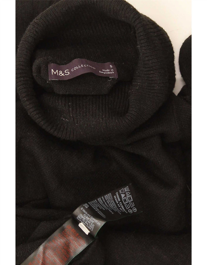 Marks & Spencer Męski sweter z golfem, mały, czarny, poliester