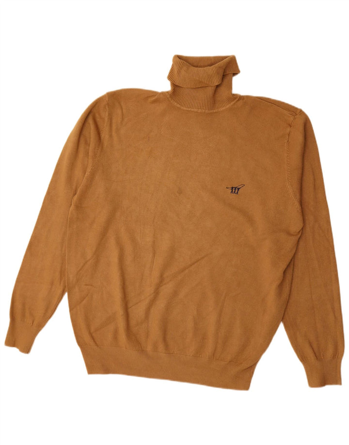 Vintage męski sweter z golfem XL, beżowy