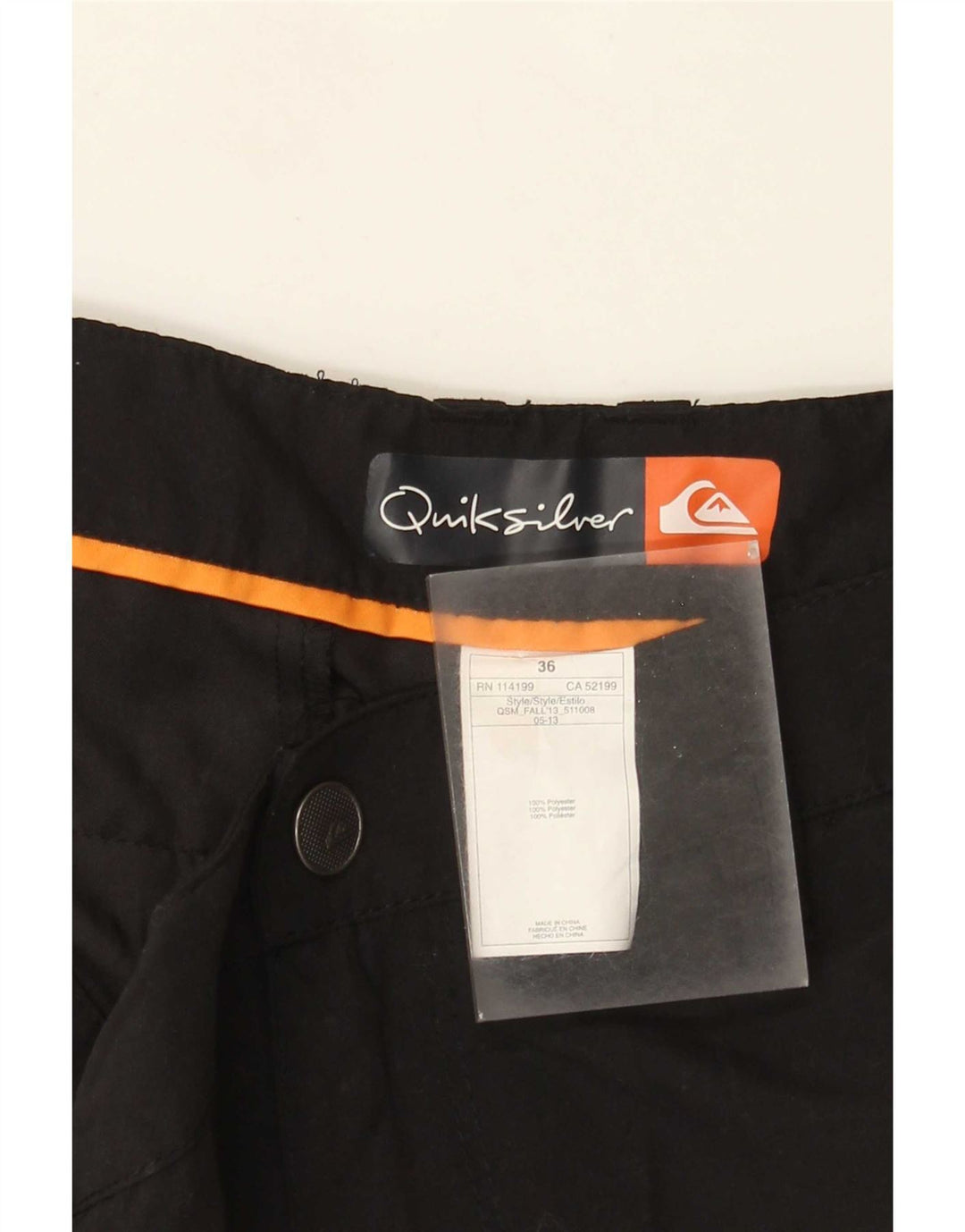 Męskie spodenki chino Quiksilver W36, duży czarny poliester