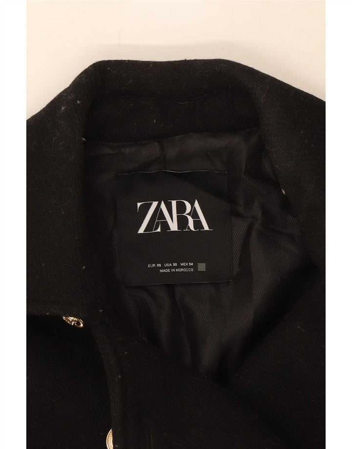 Dwurzędowy płaszcz damski Zara UK 6 XS, czarna wełna