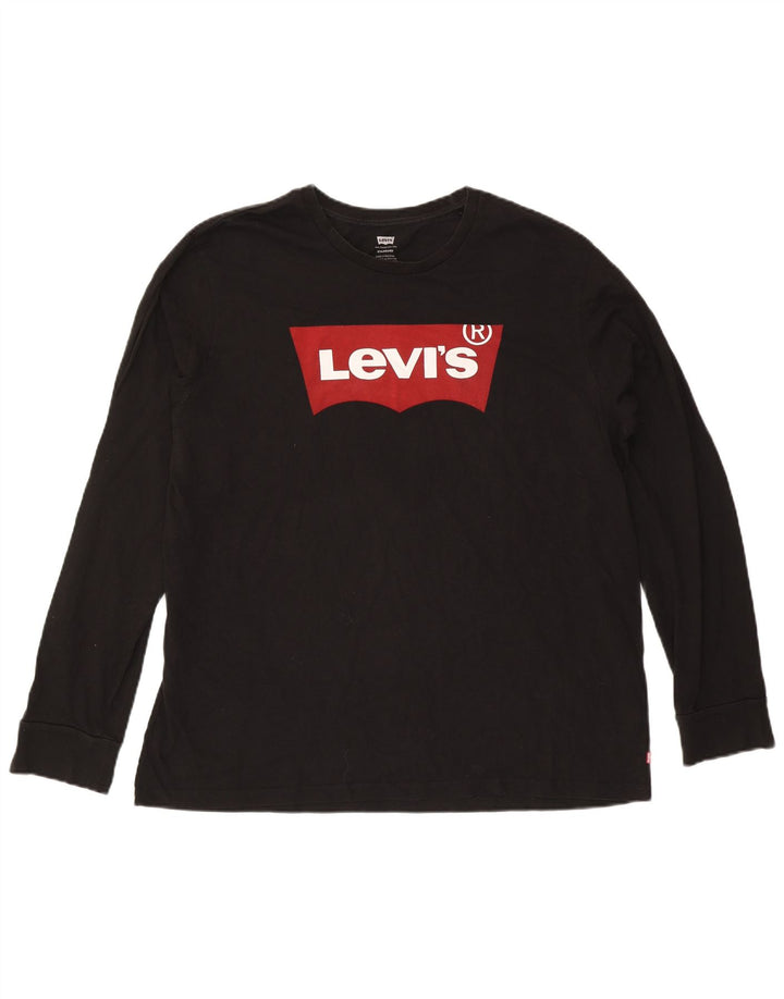 Męska koszulka Levi's o standardowym kroju z grafiką, długim rękawem, XL, czarna, bawełniana