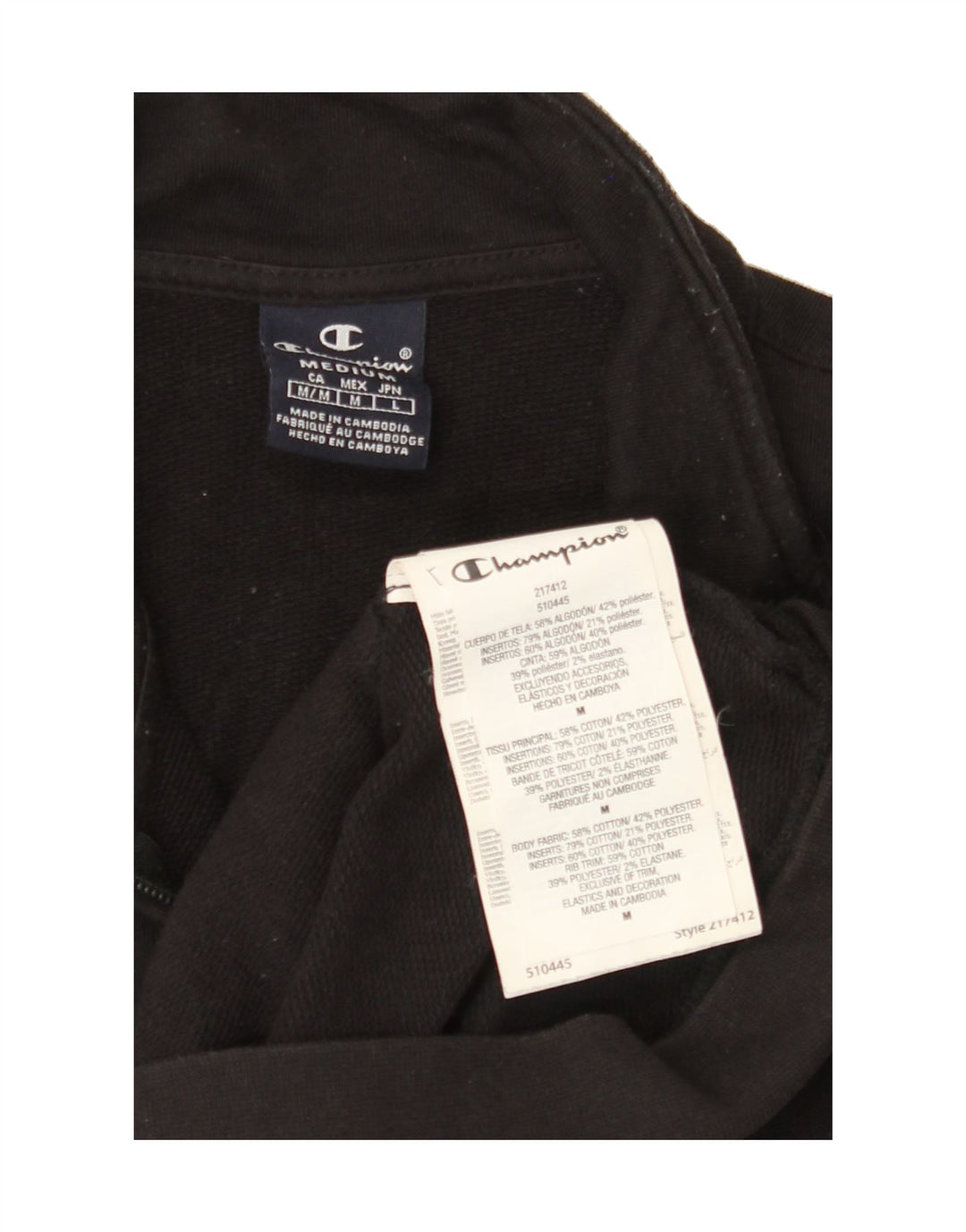 CHAMPION Mens Tracksuit Top Jacket Medium Black Colourblock Cotton Vintage Champion and Second-Hand Champion from Messina Hembry 