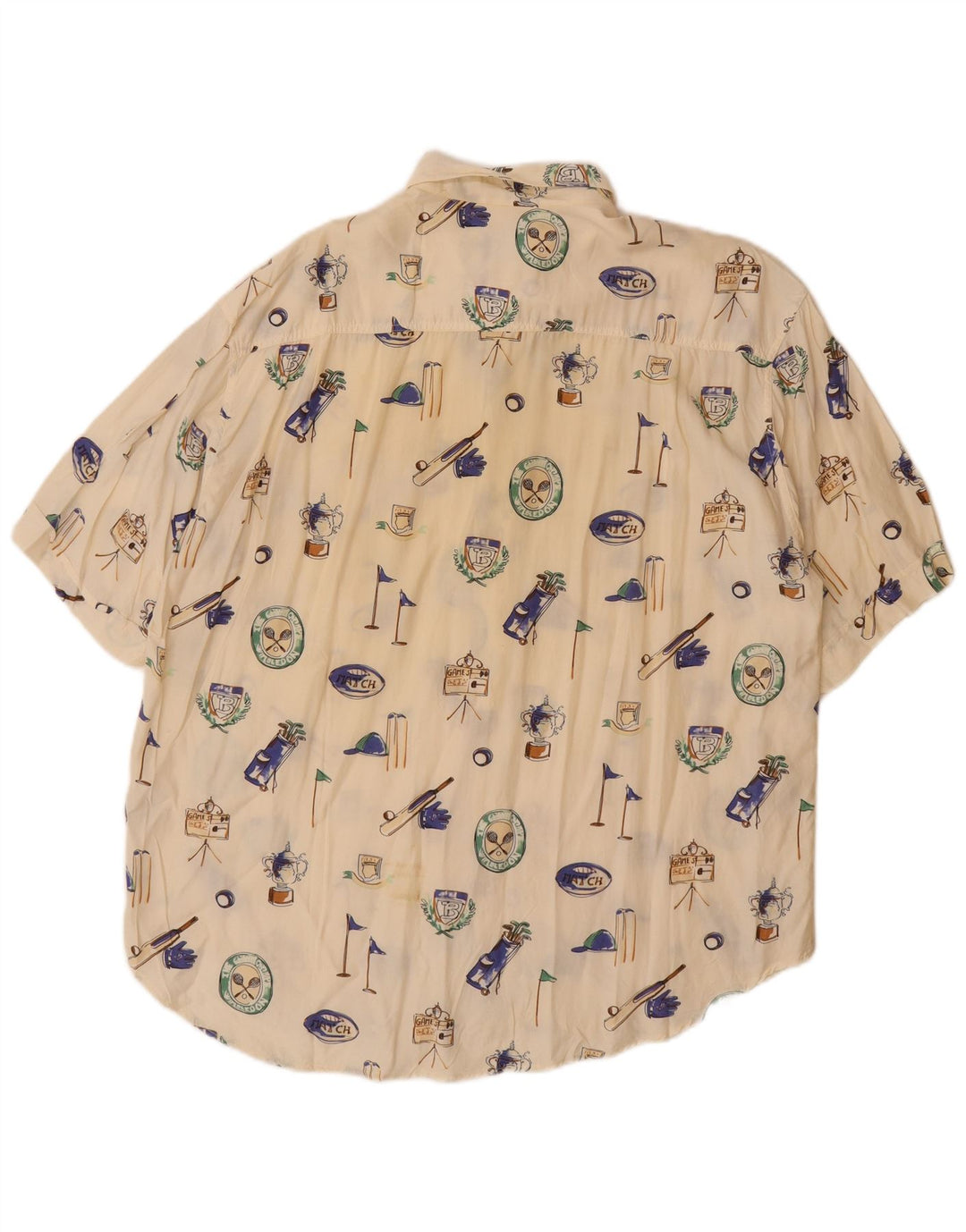 Męska koszula z krótkim rękawem BARONI z grafiką, duża, w kolorze złamanej bieli, wiskoza