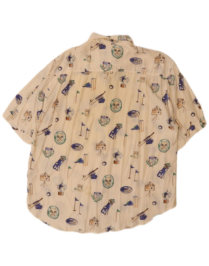 Męska koszula z krótkim rękawem BARONI z grafiką, duża, w kolorze złamanej bieli, wiskoza