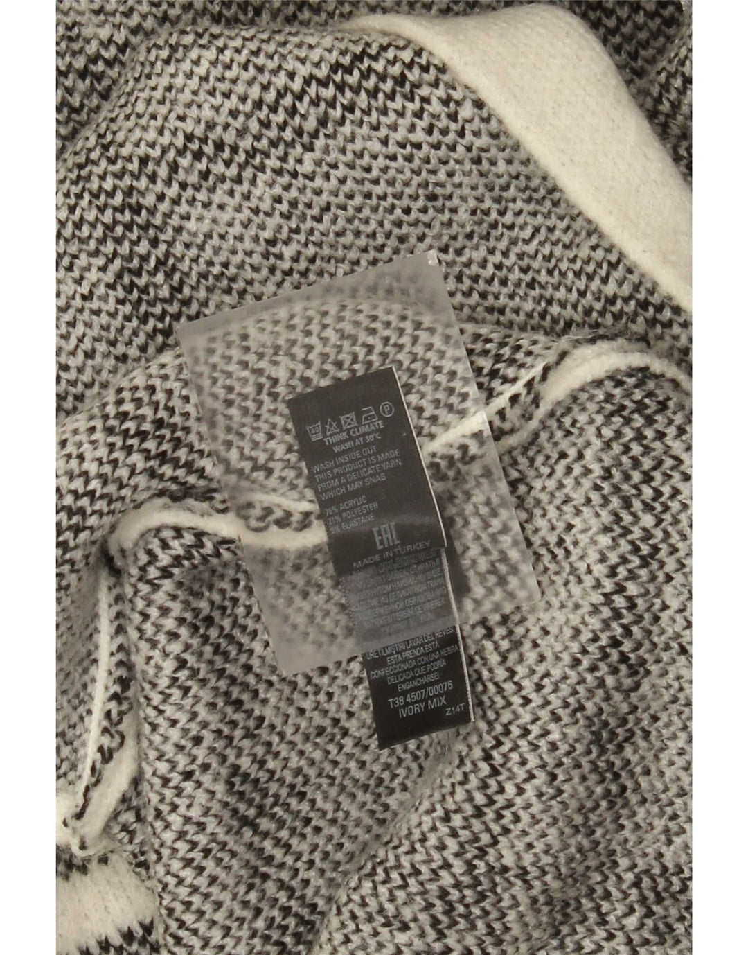 Sweter damski Marks & Spencer Longline Cardigan UK 16, duża, biała krata
