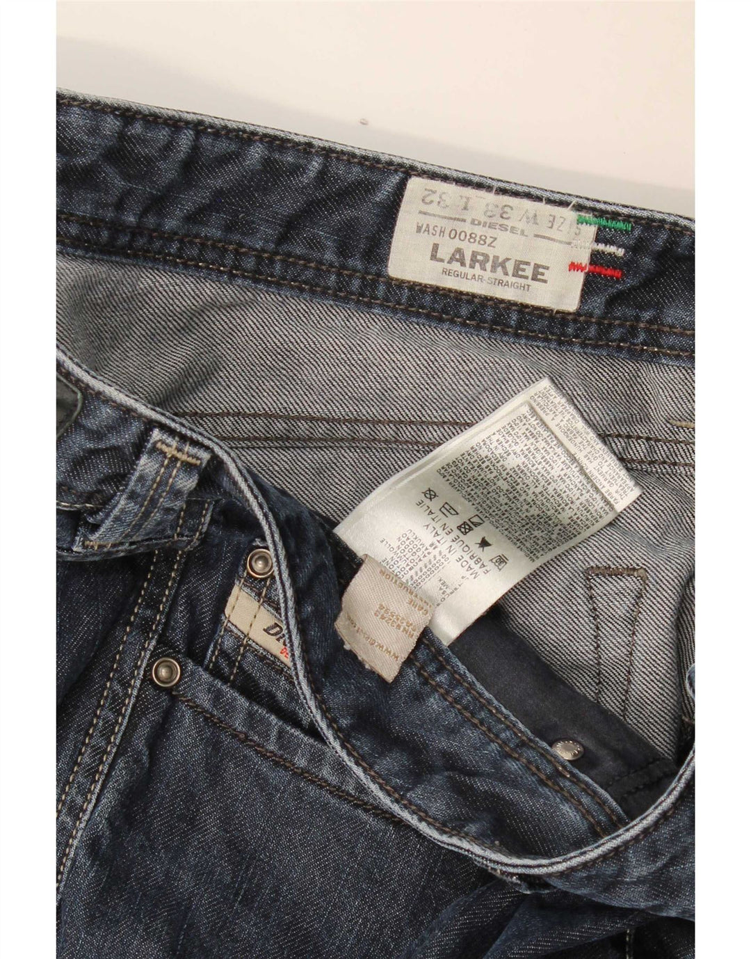 Diesel Męskie Larkee Regular Straight Jeans W33 L32 Granatowa bawełna