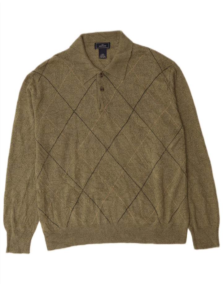 Męski sweter z golfem Dockers, średni khaki, argyle/diamentowy akryl