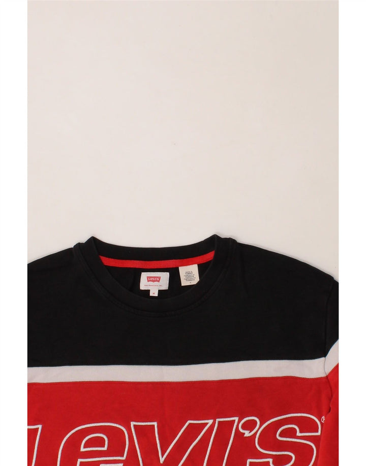 LEVI'S Mens Graphic Sweatshirt Jumper Medium Black Colourblock Cotton Vintage Levi's and Second-Hand Levi's from Messina Hembry 