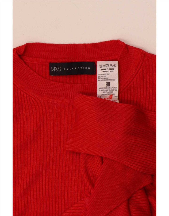 Marks & Spencer Damski sweter z okrągłym dekoltem UK 14, duży, czerwony, wiskoza