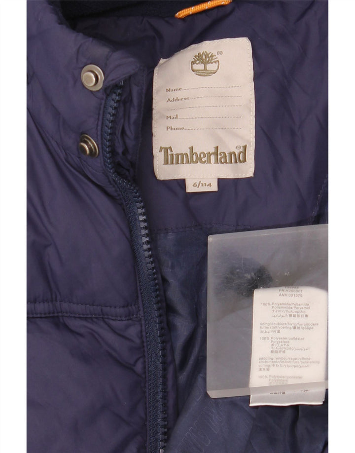Timberland Chłopięca wyściełana kurtka z kapturem, 5-6 lat, granatowa, poliamid