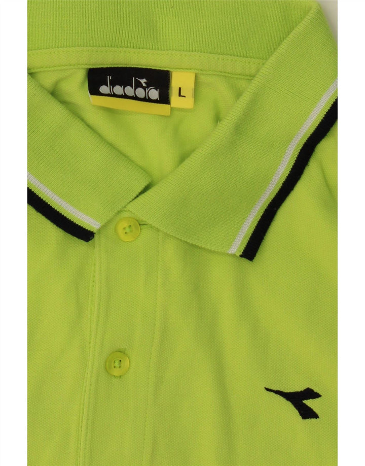 DIADORA Mens Polo Shirt Large Green Cotton Vintage Diadora and Second-Hand Diadora from Messina Hembry 