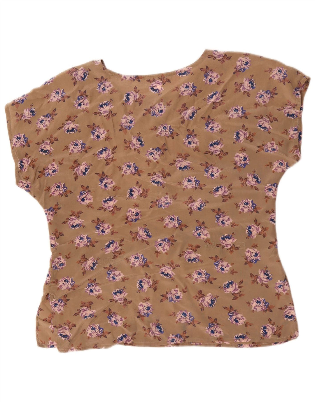 Bluzka damska Vintage Top UK 16, duża, brązowa w kwiaty