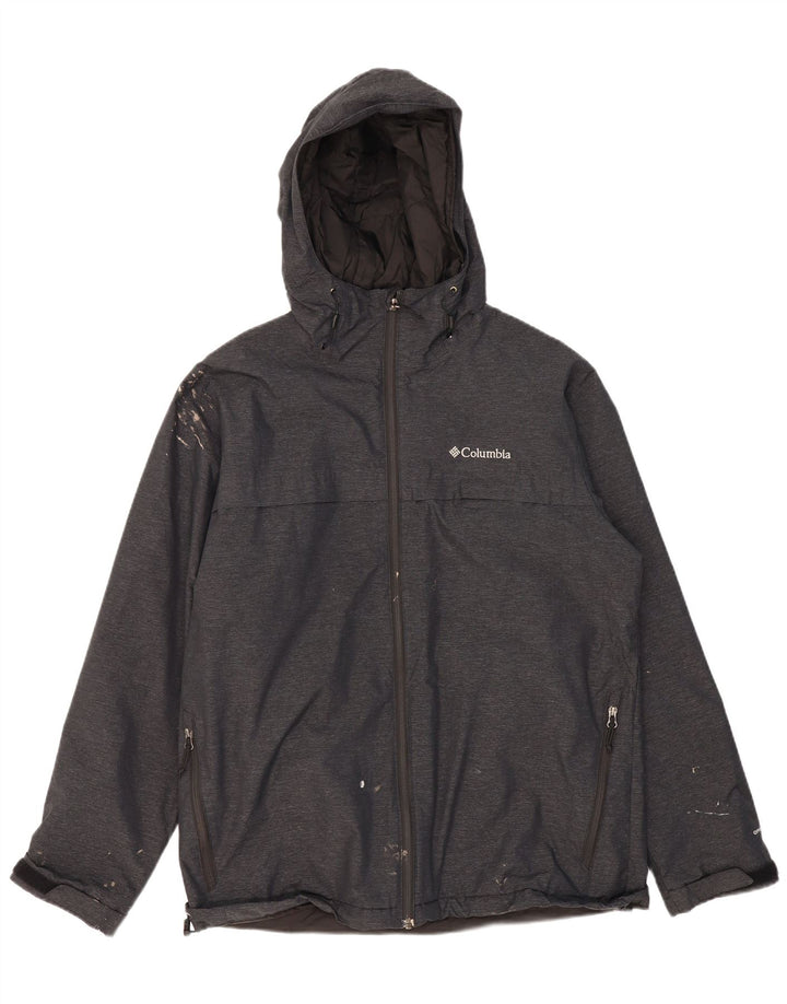 COLUMBIA Mens Hooded Windbreaker Jacket UK 40 Large Grey Nylon