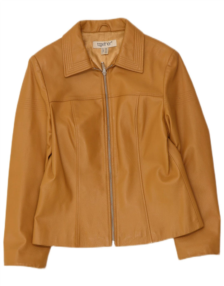 TOGETHER Damska kurtka skórzana UK 8 Small Beżowa skóra