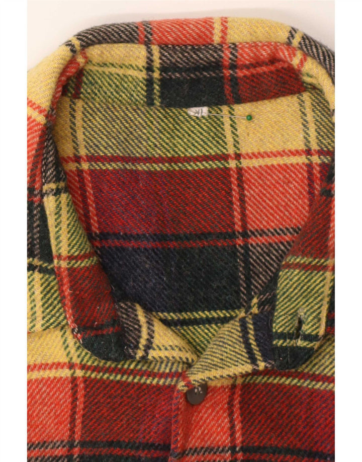 Vintage męska koszula flanelowa XL w wielokolorową kratę, wełnianą