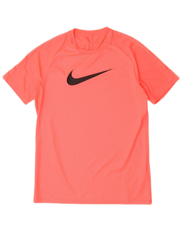 Męski T-shirt Nike Dri Fit z grafiką Top, średni różowy poliester w prążki