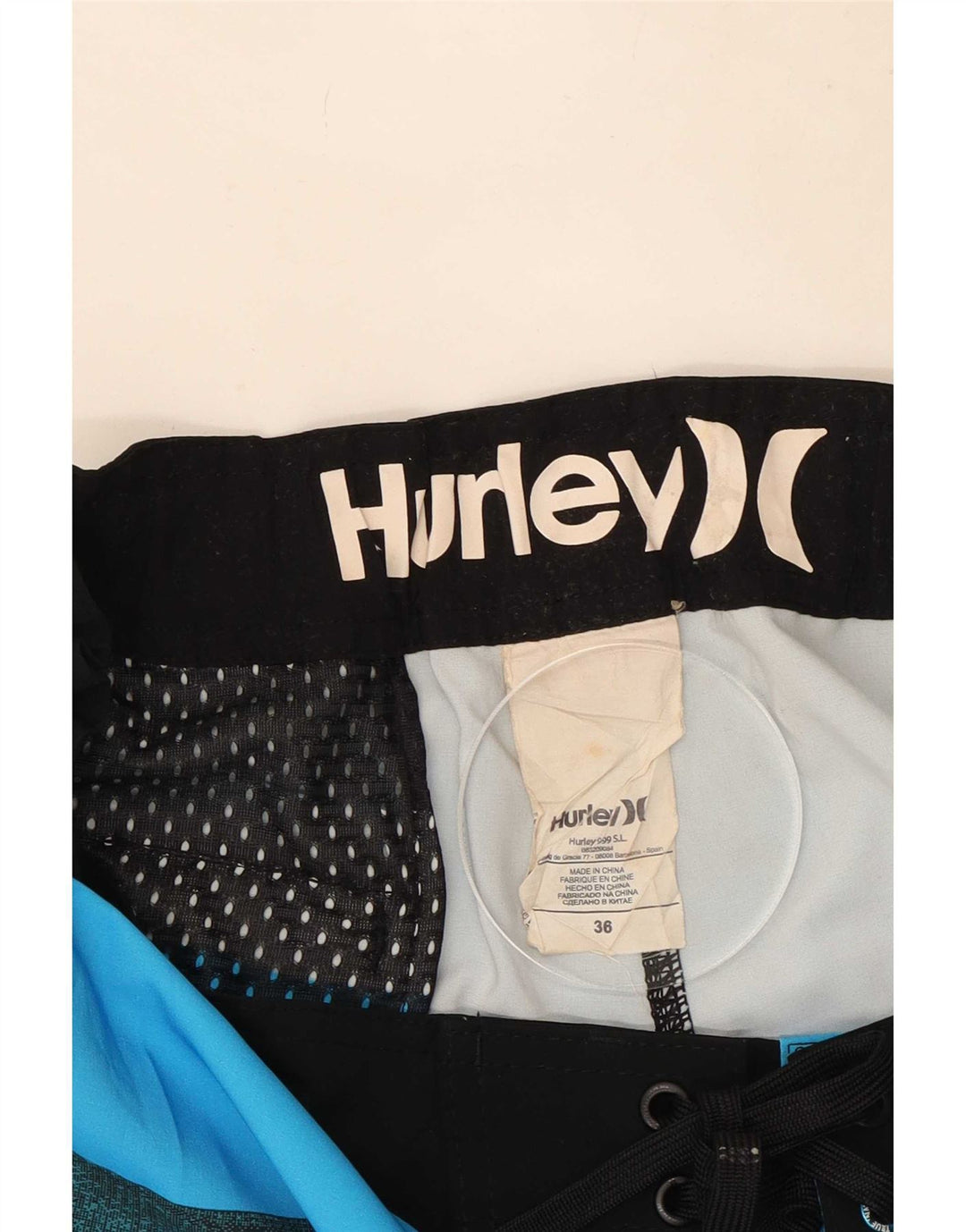 Męskie spodenki kąpielowe Hurley, duże, niebieskie paski, poliester