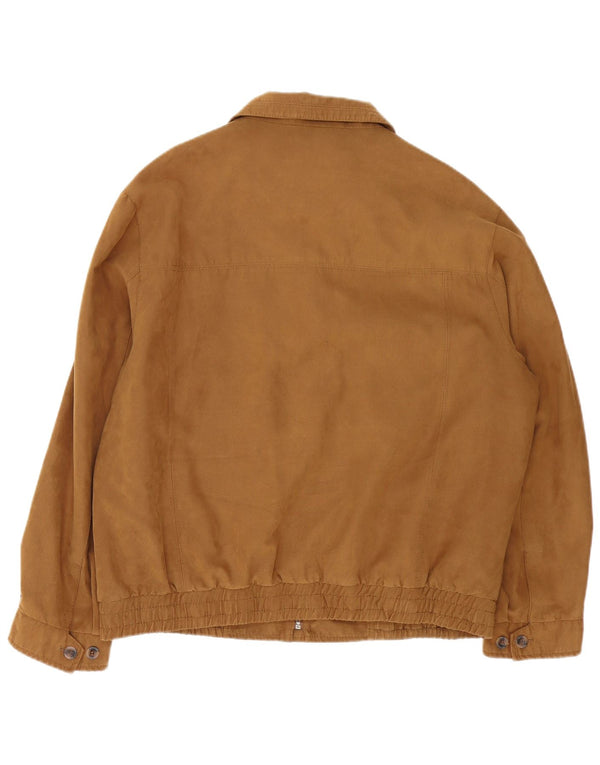 Męska kurtka bomberka Vintage UK 42 XL Brązowa tkanina poliestrowa/diamentowy