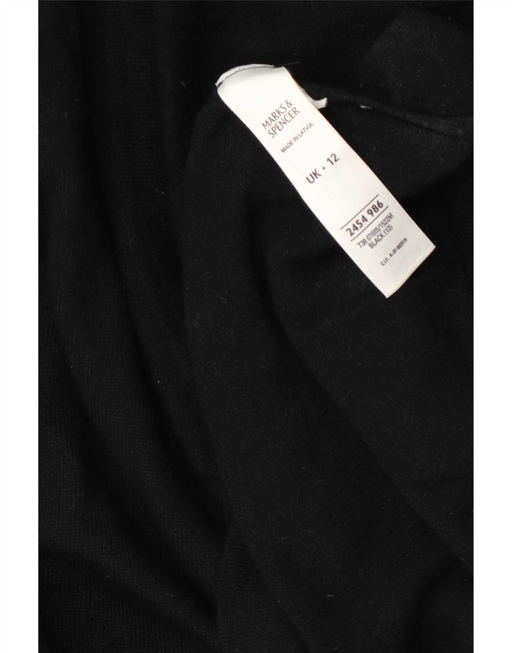 Marks & Spencer Damski sweter rozpinany o regularnym kroju UK 12, średnia czarna wełna
