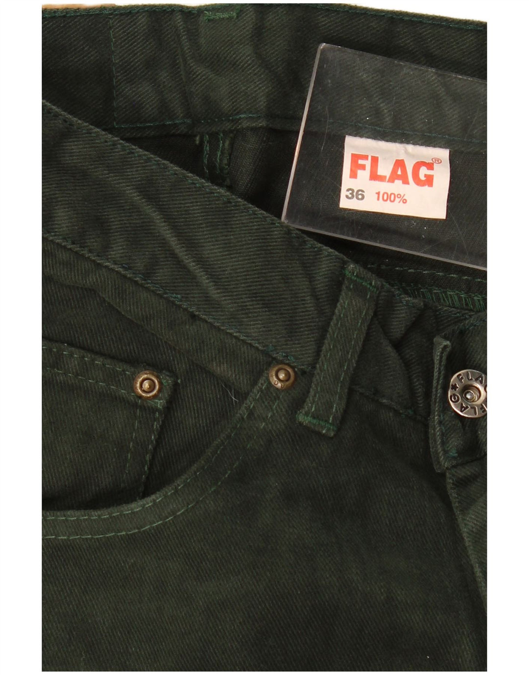 VINTAGE Damskie jeansy slim z wysokim stanem EU 36 Small W28 L31 Zielona bawełna