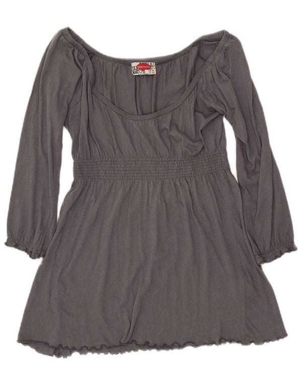 Damska bluzka ZARA Trafaluc z rękawem 3/4, UK 12, średnia szara bawełna