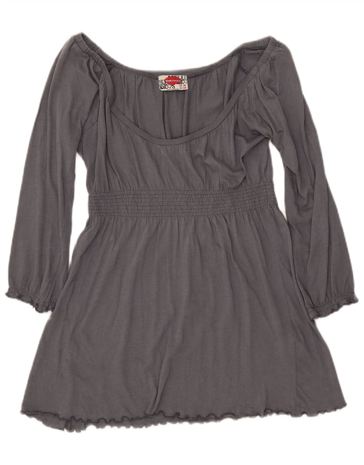 Damska bluzka ZARA Trafaluc z rękawem 3/4, UK 12, średnia szara bawełna