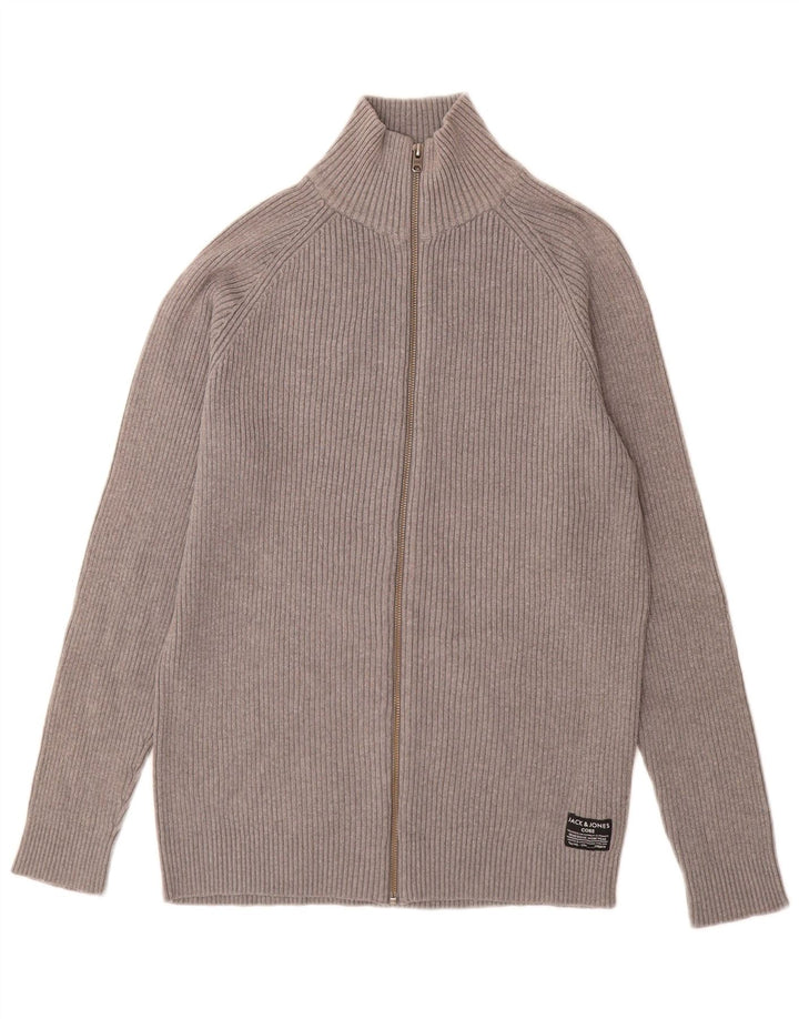 Męski sweter kardigan Jack & Jones, średnioszary, bawełniany