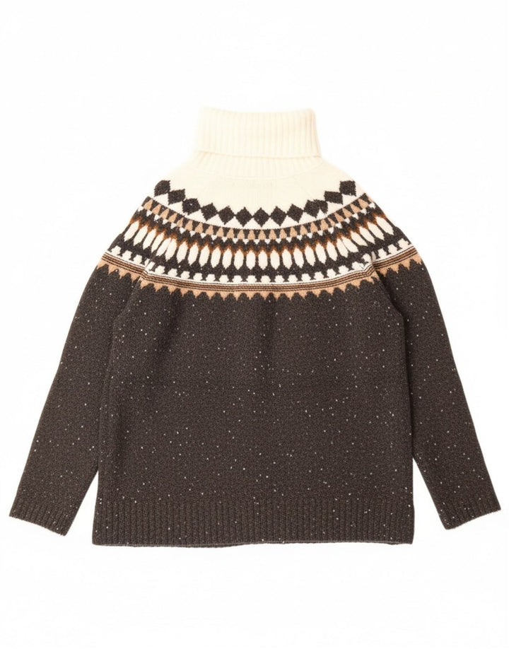Marks & Spencer Damski sweter z golfem UK 10 Small Grey Fair Isle