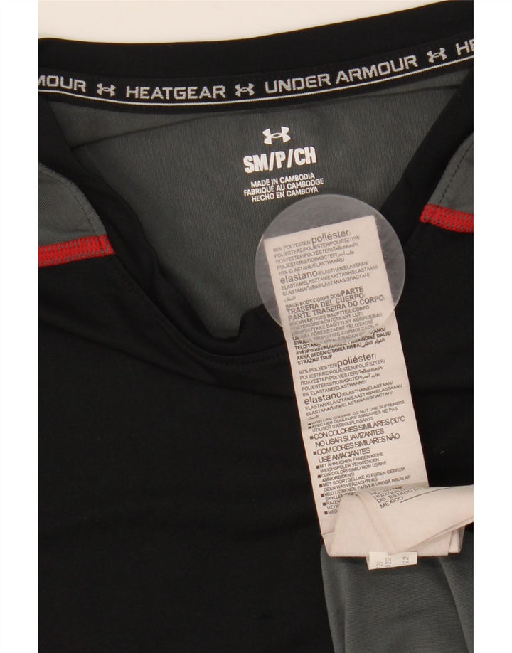Under Armour Męski T-shirt Top, mały, czarny, z blokami kolorów, poliester