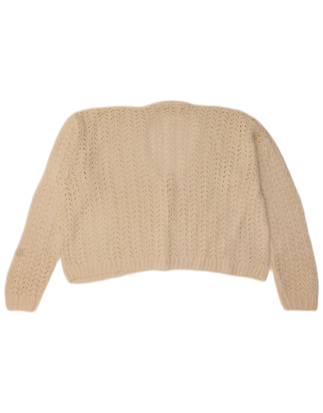 Sweter damski w stylu vintage, krótki kardigan UK 14, średni biały