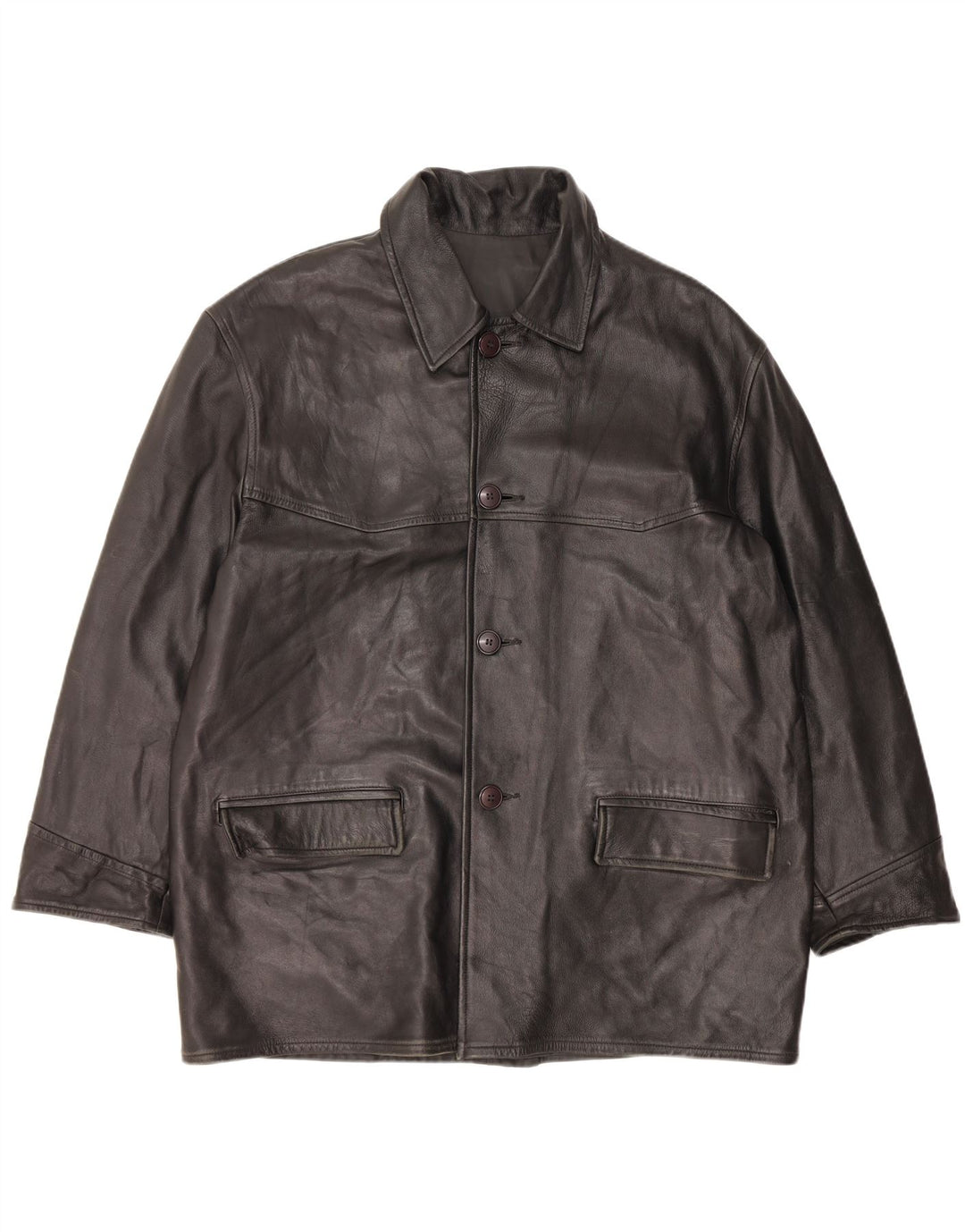 Męska kurtka skórzana VINTAGE UK 42 XL Czarna skóra