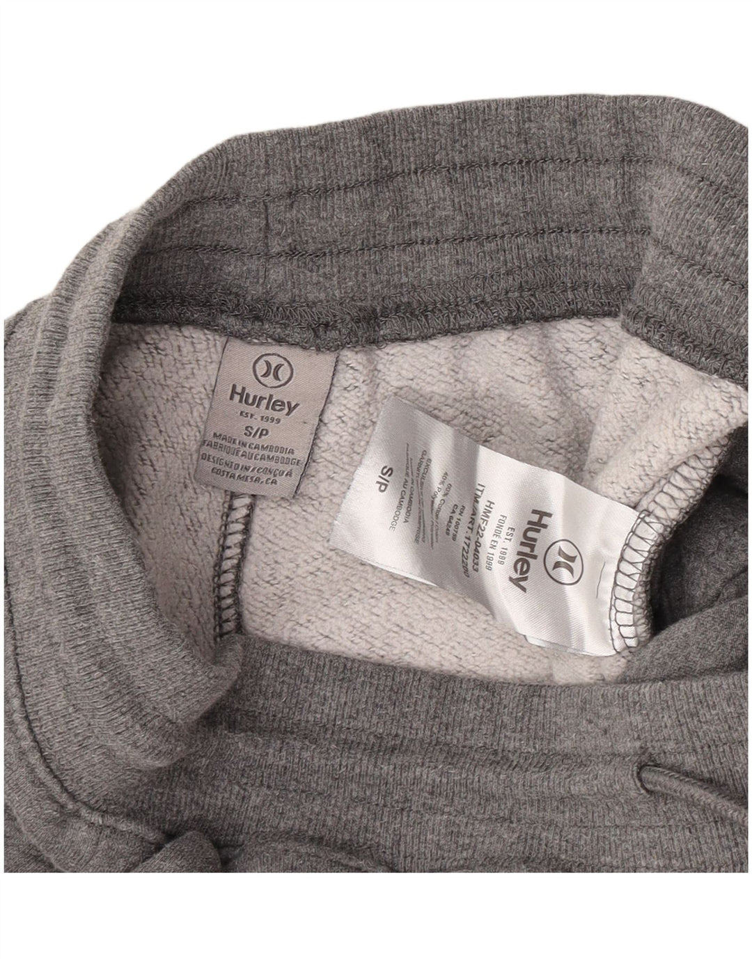 Męskie spodnie dresowe Hurley Joggers Small, szare, bawełniane
