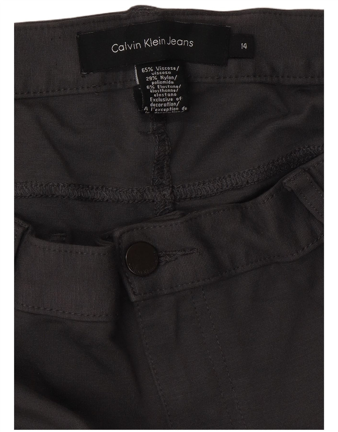 CALVIN KLEIN Damskie spodnie typu slim casual US 14 XL W34 L32 Szara wiskoza