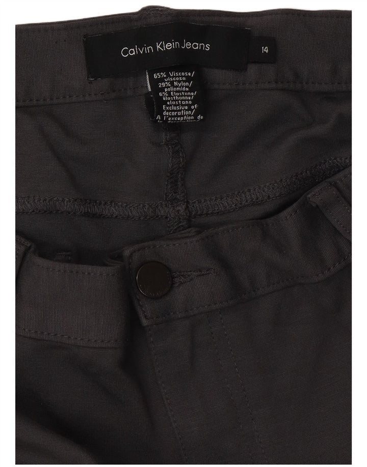 CALVIN KLEIN Damskie spodnie typu slim casual US 14 XL W34 L32 Szara wiskoza