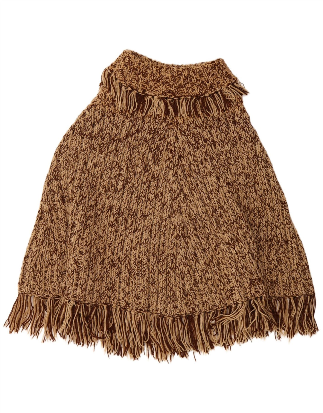 Vintage damski sweter ponczo w jednym rozmiarze, brązowy, nakrapiany