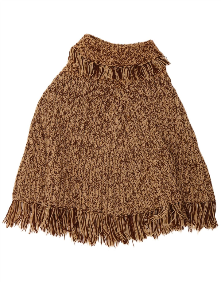 Vintage damski sweter ponczo w jednym rozmiarze, brązowy, nakrapiany