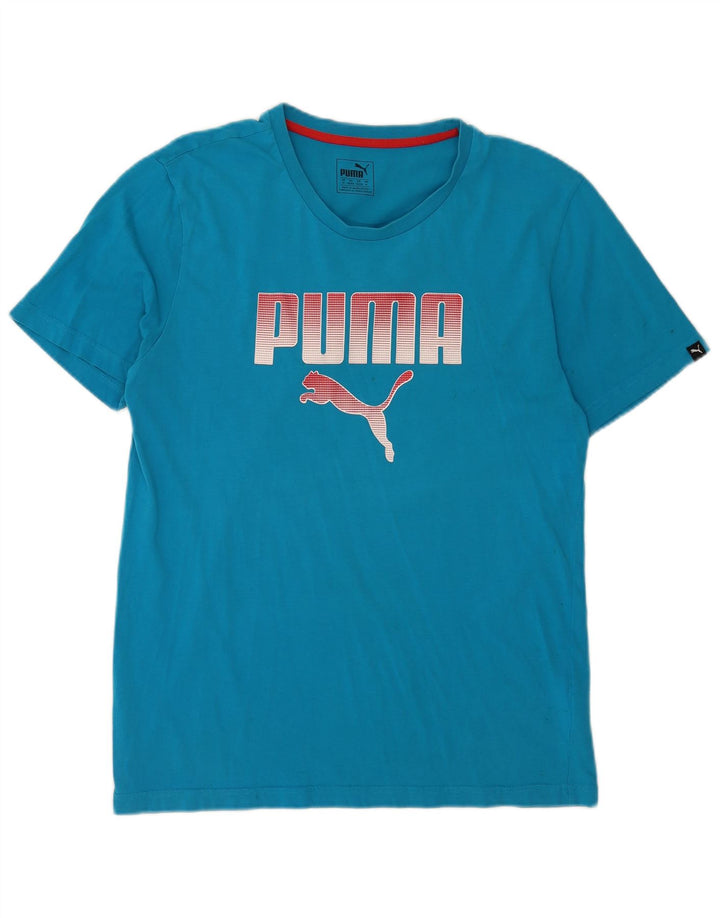 Męska koszulka z grafiką Puma, bawełniana, średnia niebieska