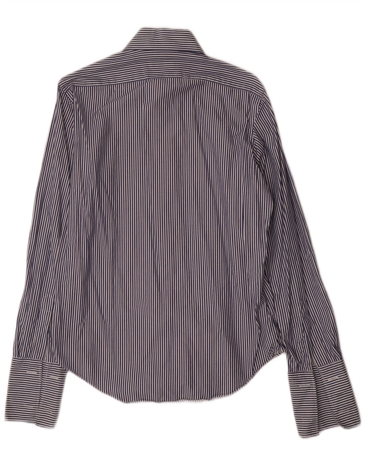 Męska koszula formalna Massimo Dutti rozmiar 39 15 1/2 w średnie granatowe paski