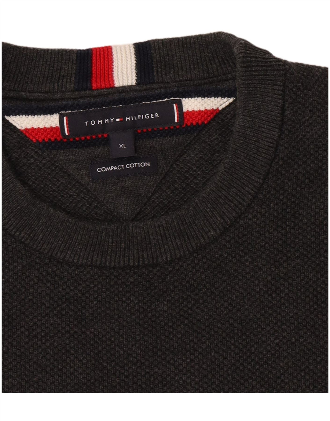 Męski sweter z okrągłym dekoltem Tommy Hilfiger XL, szary, bawełniany