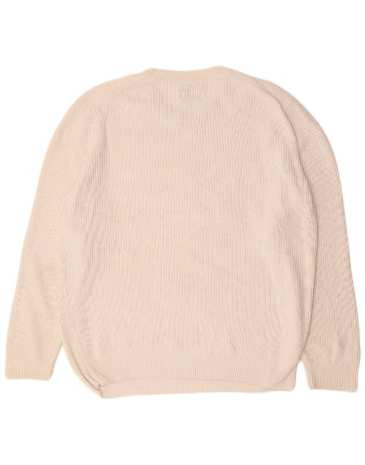 Męski sweter Zara z okrągłym dekoltem, duży, biały