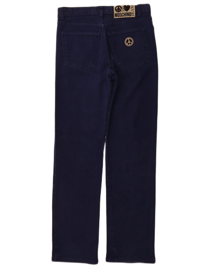 MOSCHINO Damskie proste dżinsy z wysokim stanem W32 L32 Granatowa bawełna