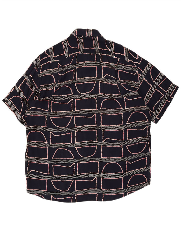 Koszula męska z krótkim rękawem Navigare, duża, granatowa, geometryczna wiskoza