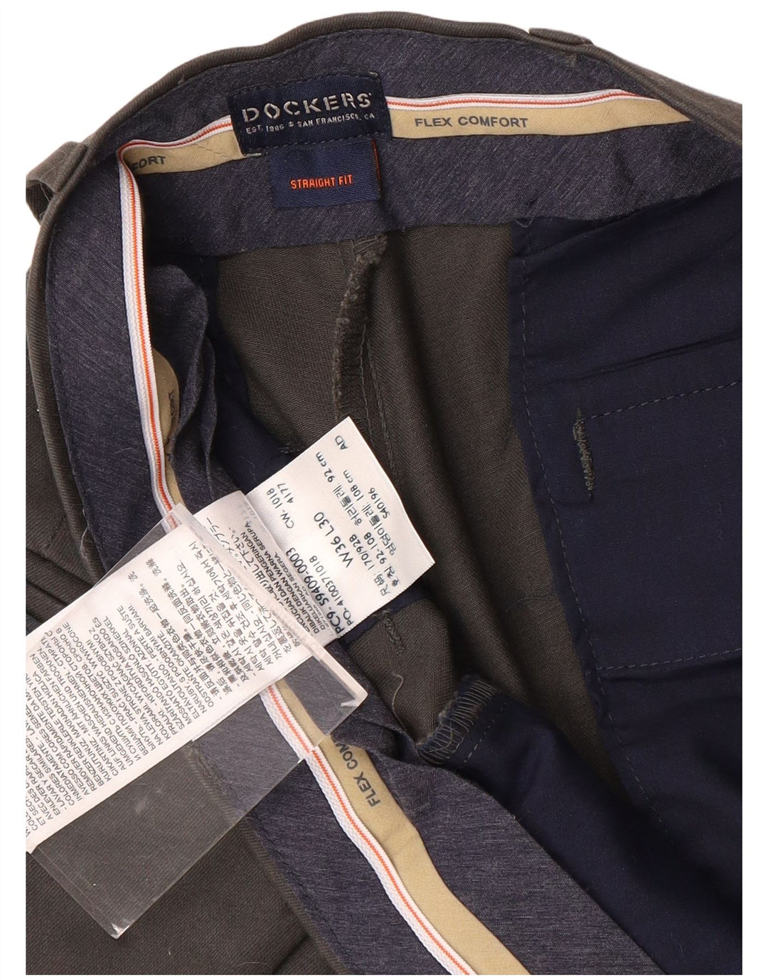 Męskie spodnie typu chino o prostym kroju DOCKERS W36 L30 Szara bawełna