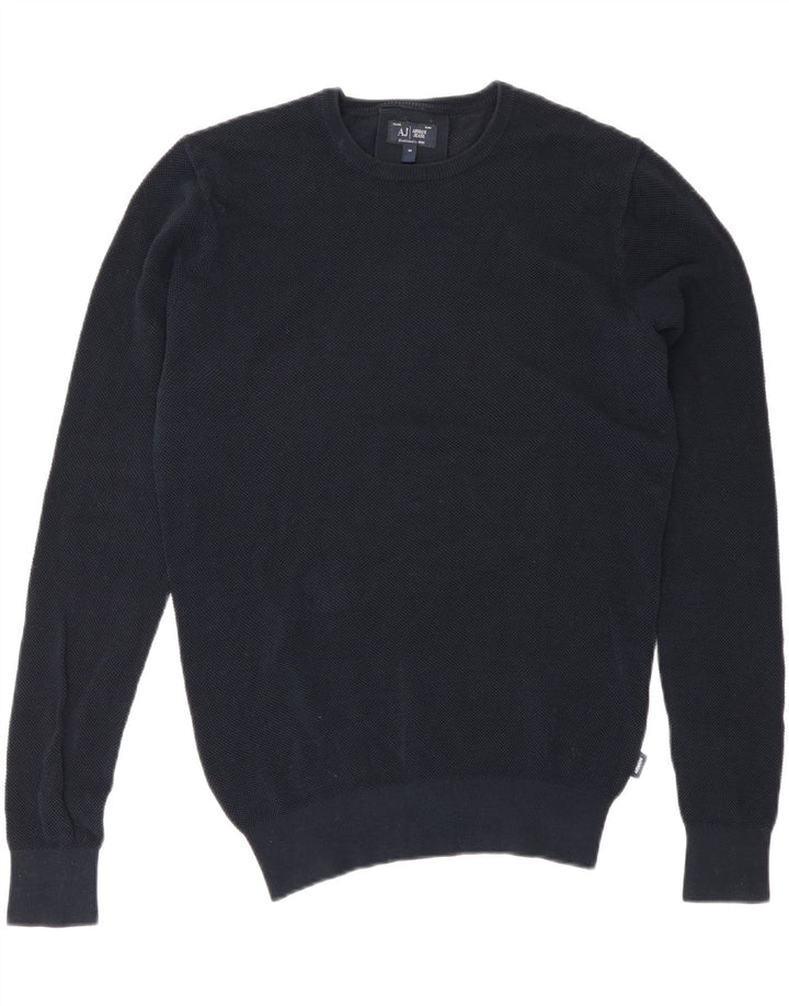 Męski sweter z okrągłym dekoltem Armani Jeans, średni granatowy, bawełniany