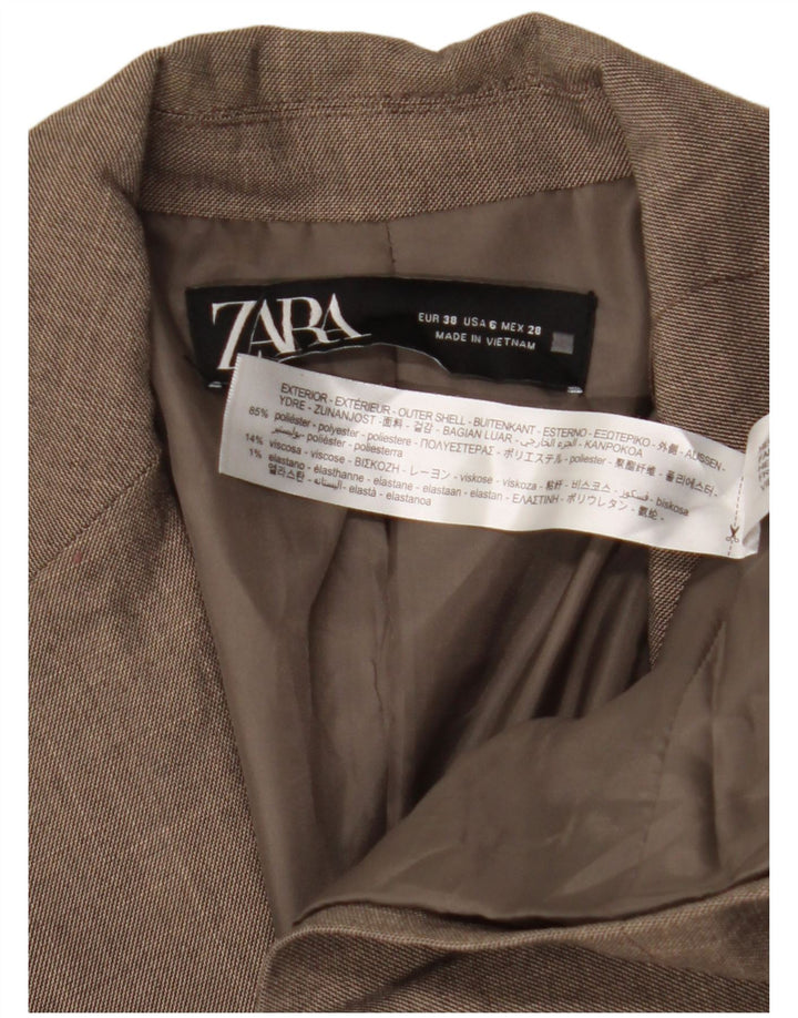 Damska marynarka ZARA zapinana na 1 guzik EU 38, mały brązowy poliester