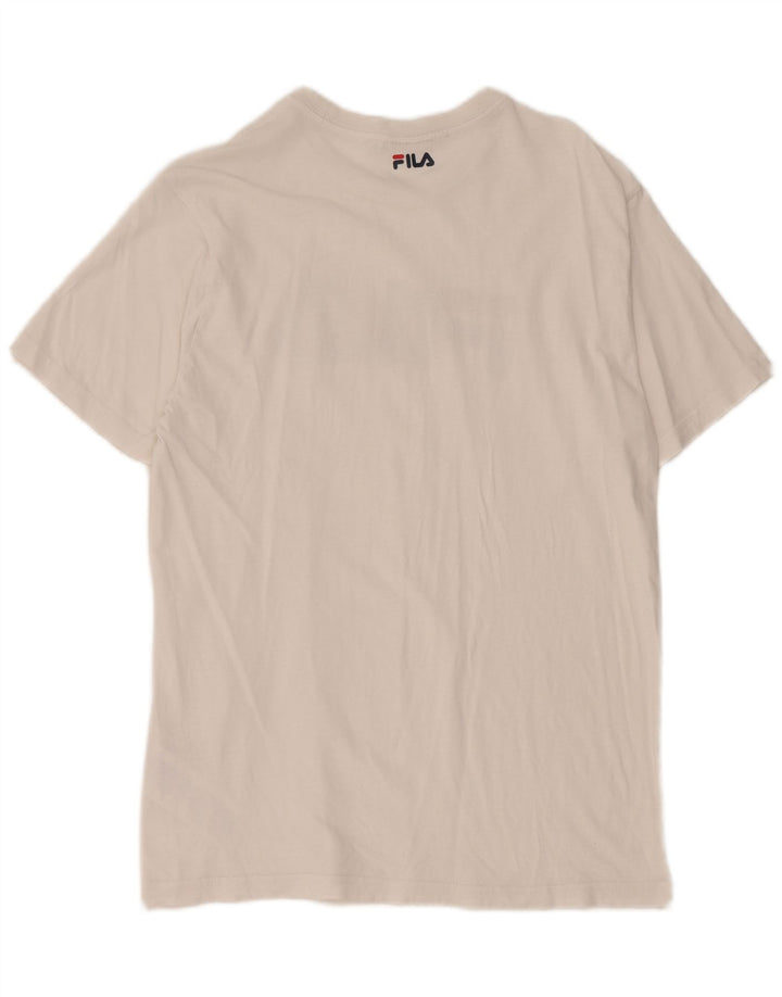 Męski T-shirt z grafiką Fila, mały, biały, bawełniany